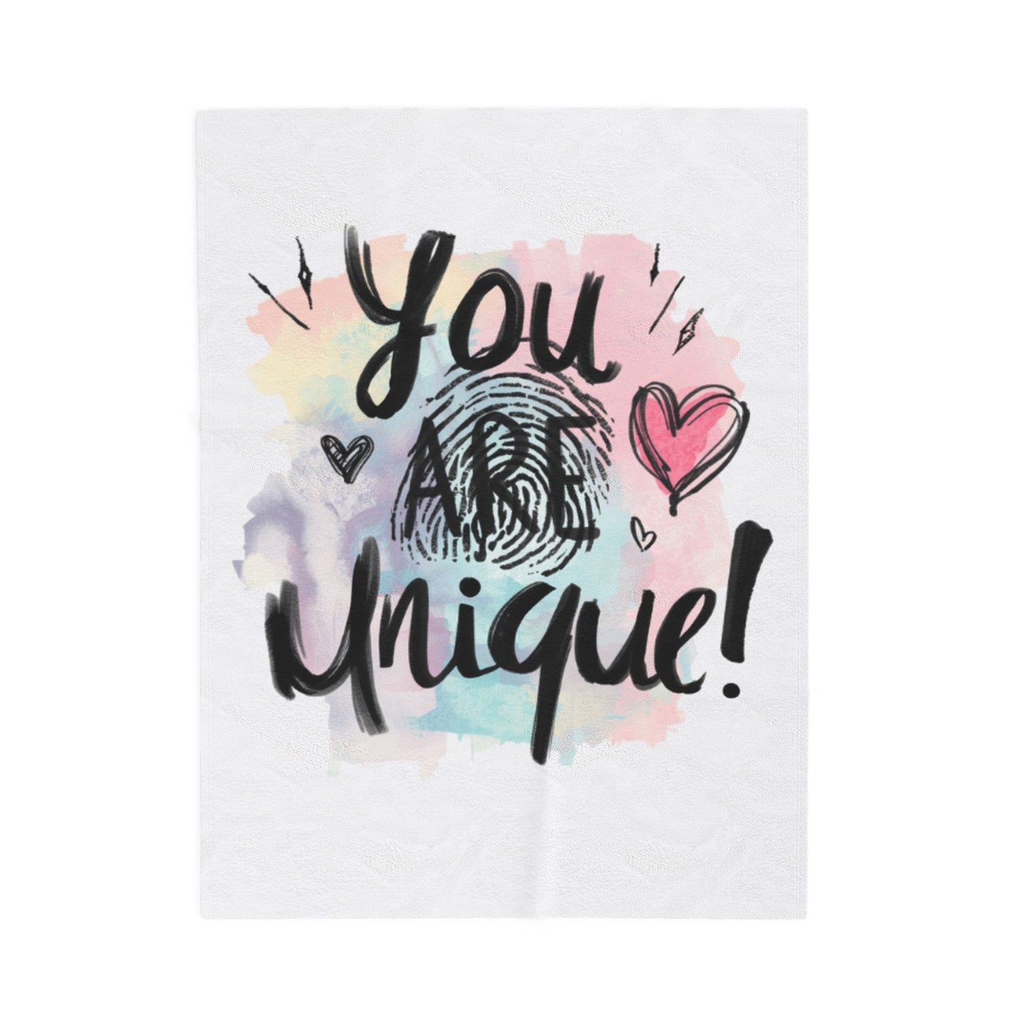 You Are Unique Watercolor Note Velveteen Plush Blanket | Encouragement Throw