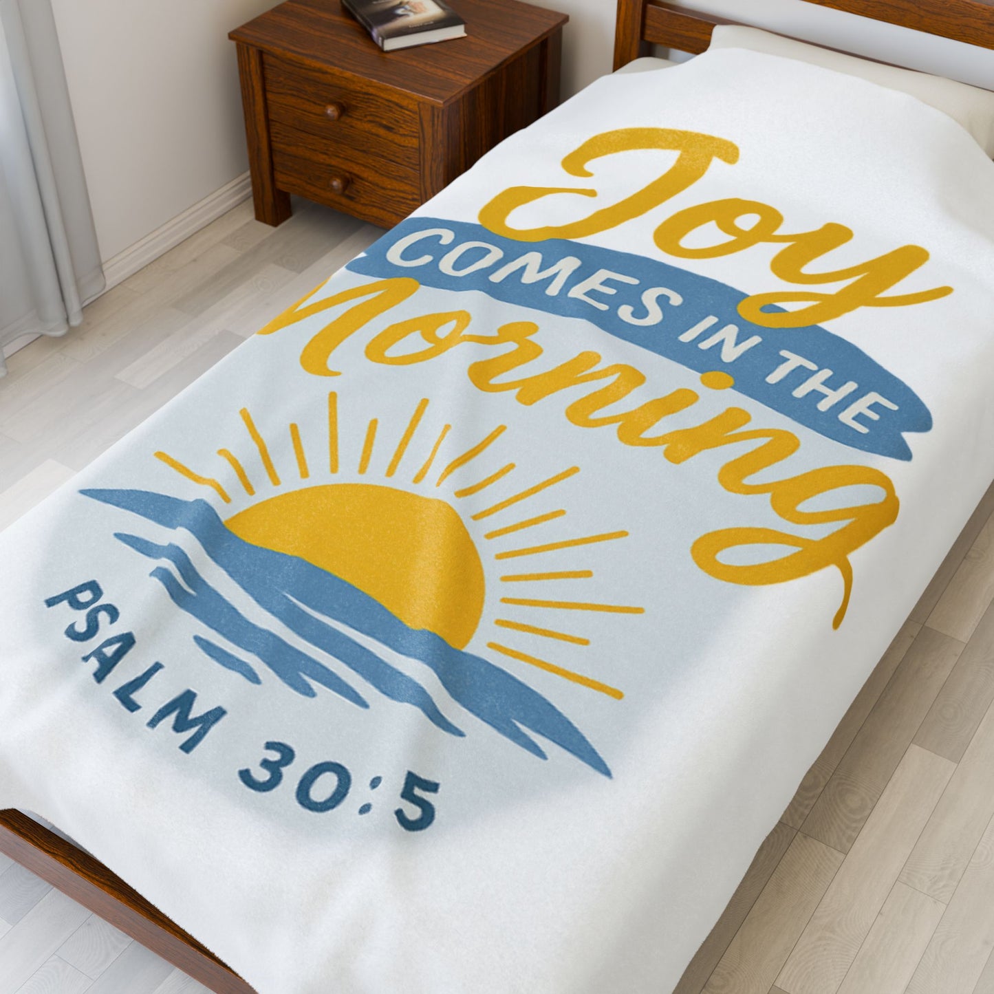 Joyful Morning Velveteen Plush Blanket - Cozy Throw for Comfort, Faith Decor, Spring Gifts, Bible Verse, Warm Home Accent