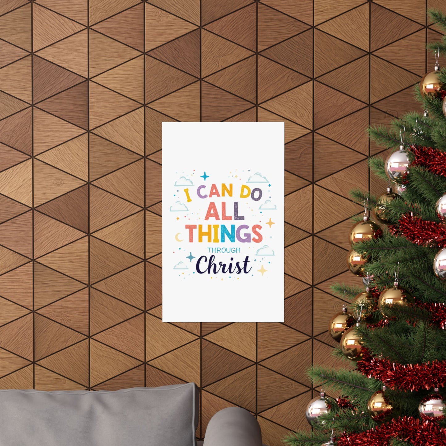I Can Do All Things Through Christ Poster | Matte Vertical Inspirational Christian Wall Art