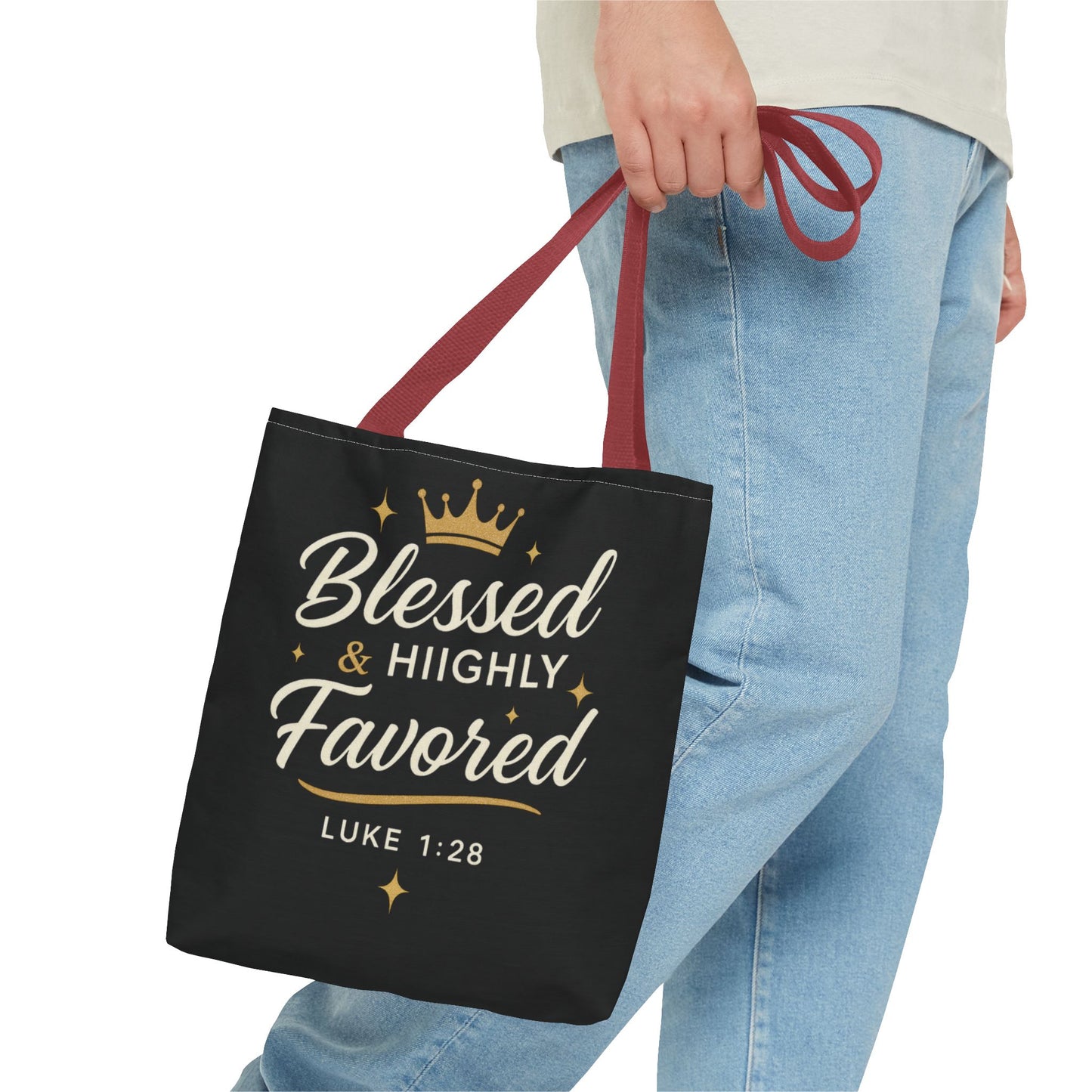 Blessed & Highly Favored Tote Bag | Inspirational Gift | Church Events | Christian Tote | Motivational Bag | Faith-Based Accessory