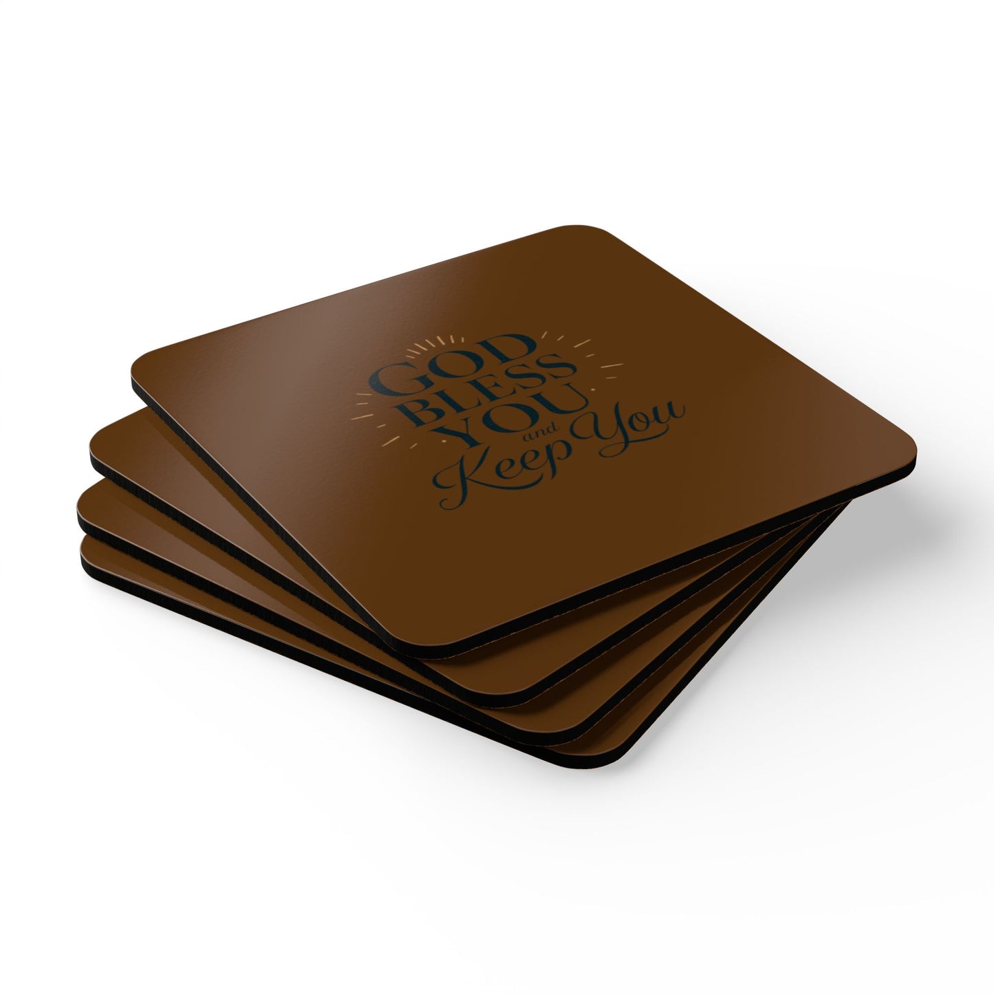 Simple Blessing Coaster Set Corkwood Coaster Set | 4-Pack Glossy MDF Squares
