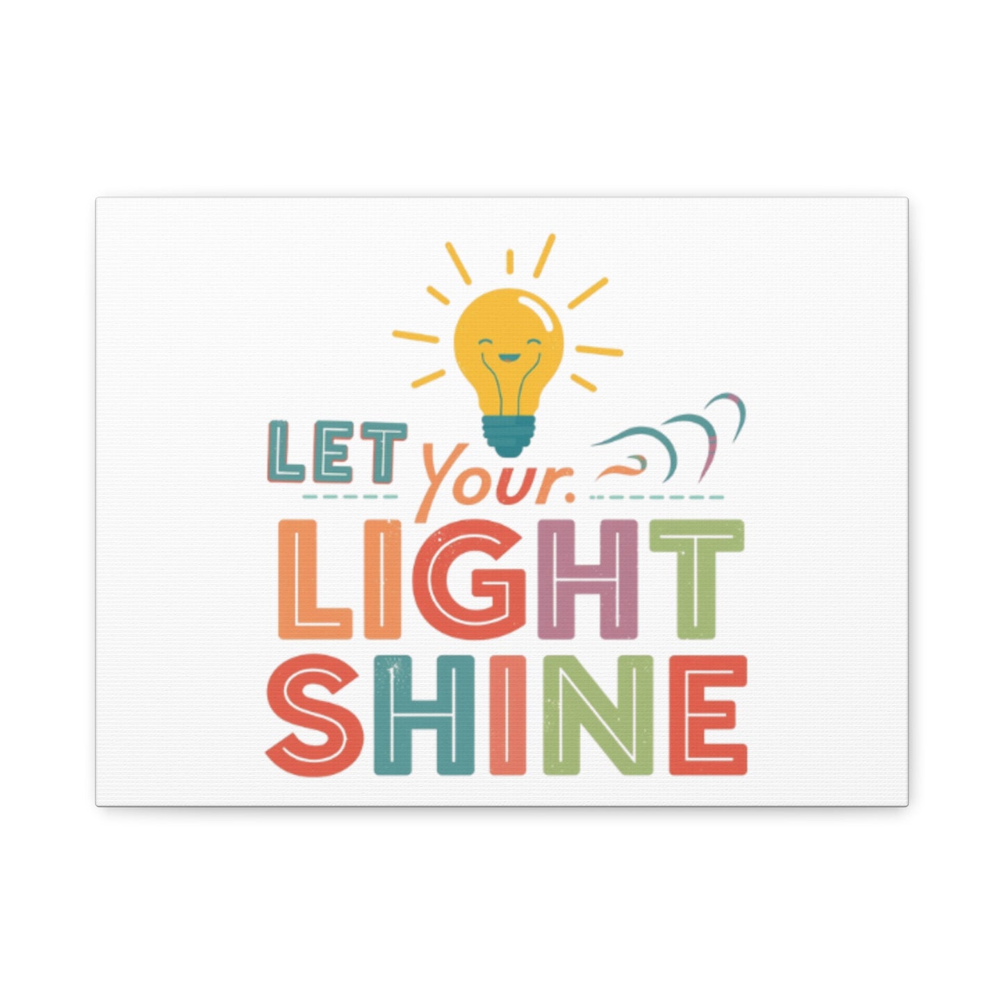 Let Your Light Shine Canvas Print | Smiling Lightbulb Wall Art
