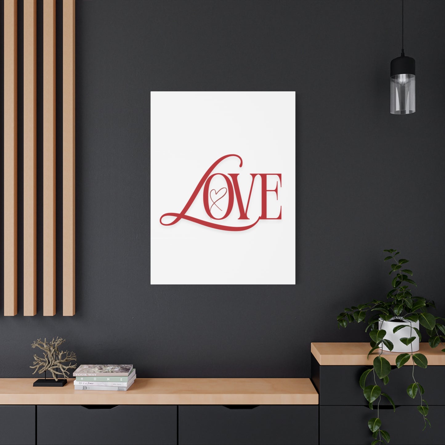 Red Script LOVE with Heart Canvas