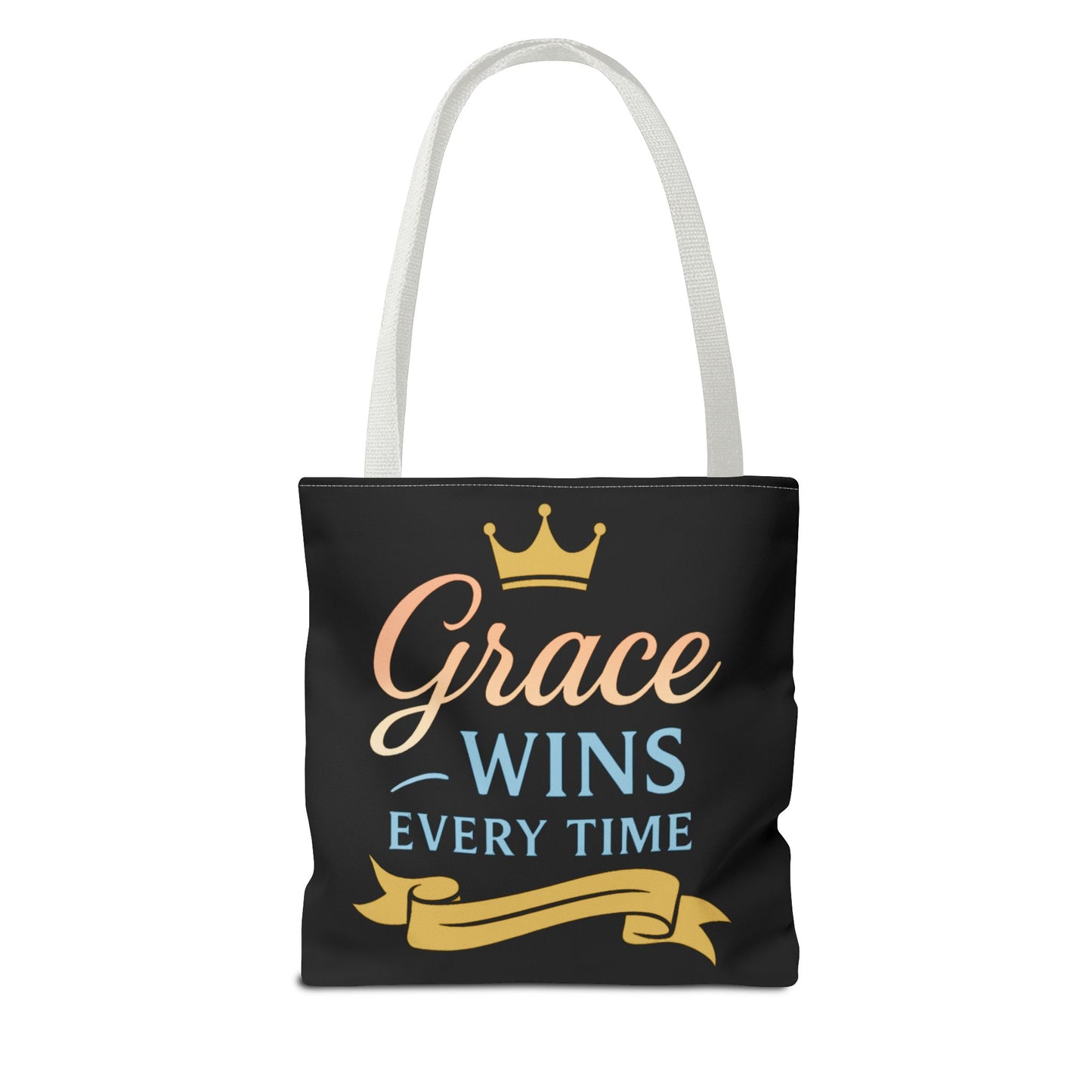 Grace Wins Tote Bag - Inspirational Quote Bag, Motivational Gift, Everyday Use, Fashion Accessory, Encouragement Gift