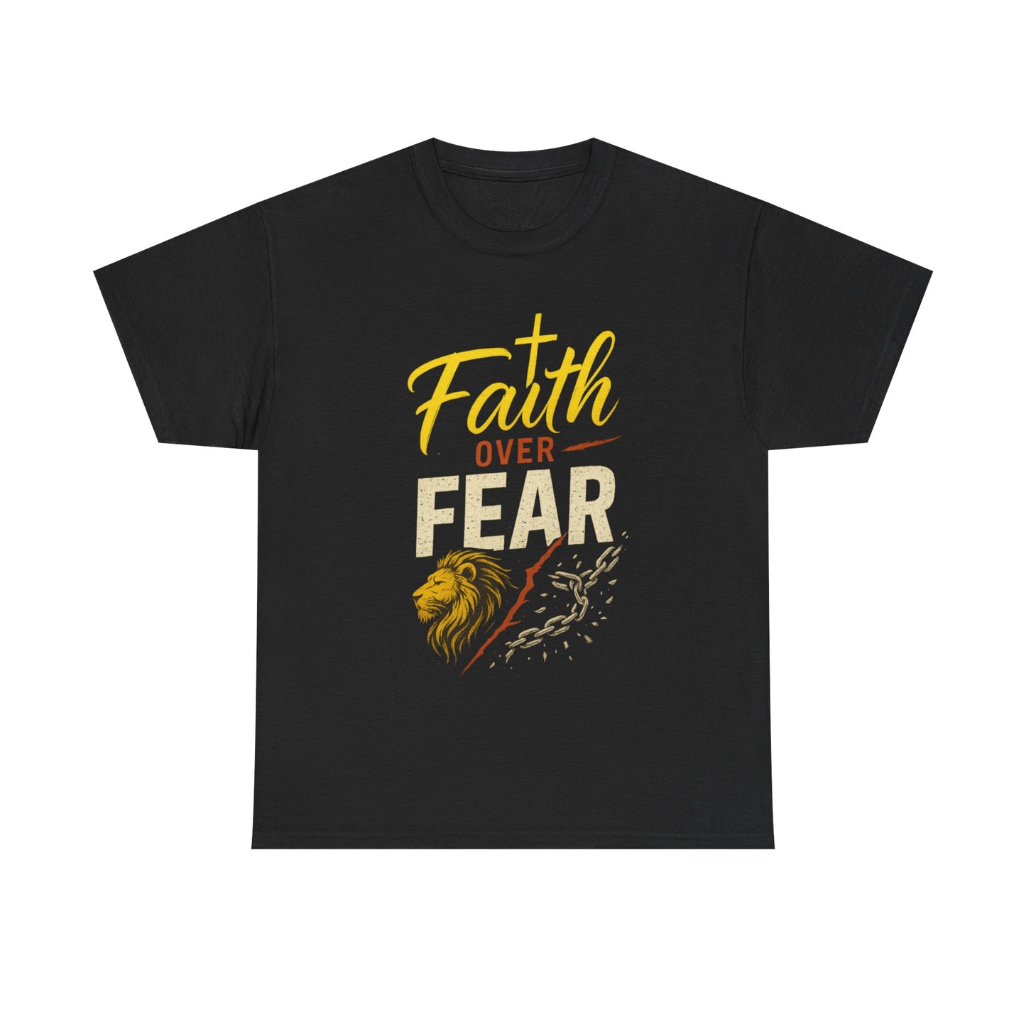 Faith Over Fear shirt | Lion and cross hand-lettered design