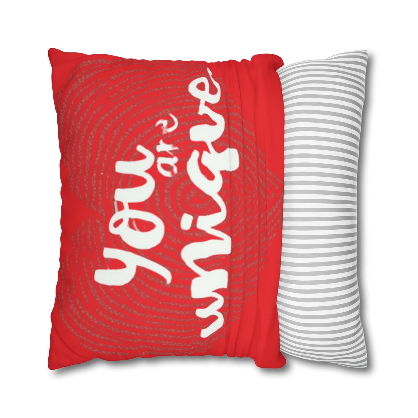 Hand-Lettered Message Red Pillowcase Square Poly Canvas Pillowcase | Bold Script Accent