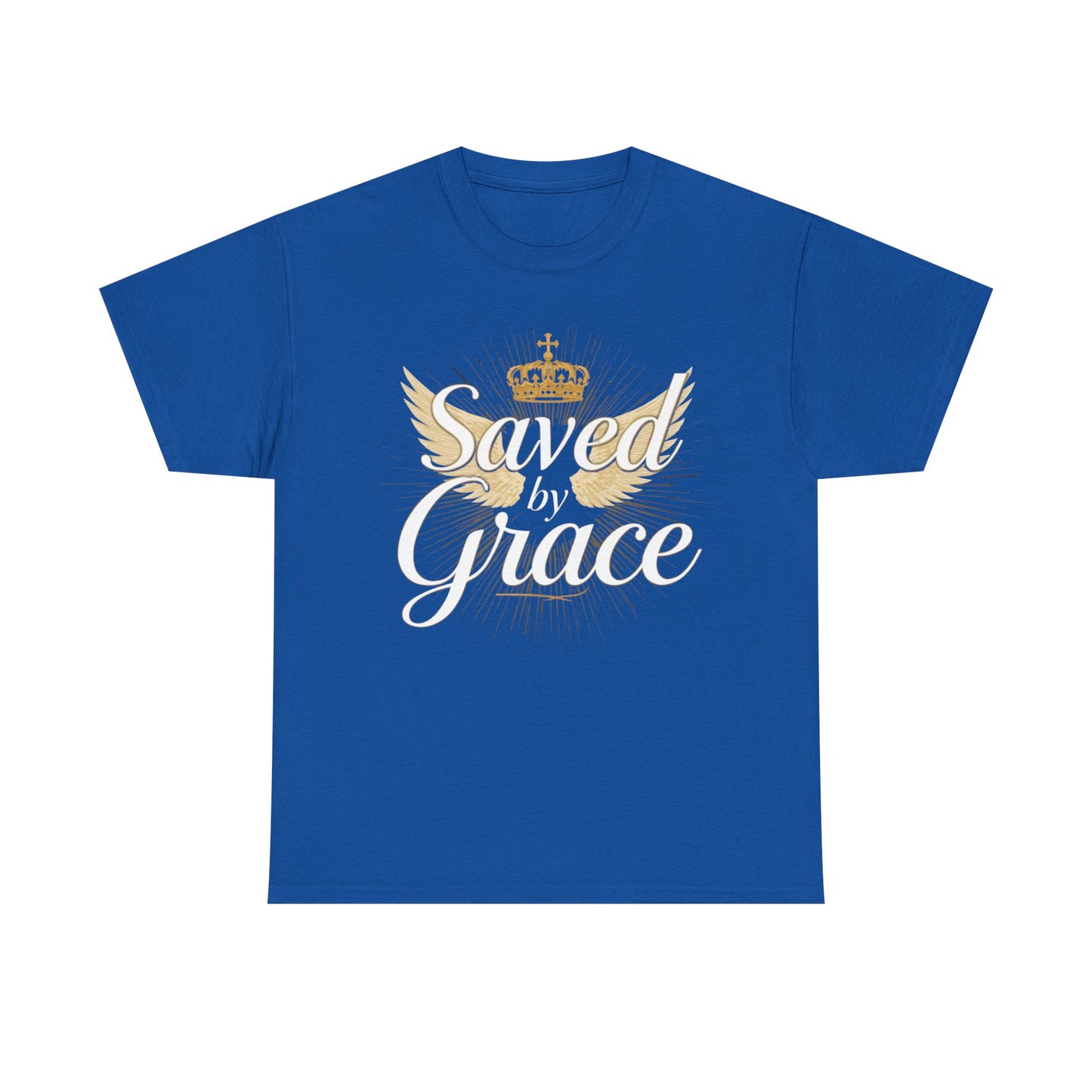 Saved by Grace tee | Christian crown and wings faith shirt