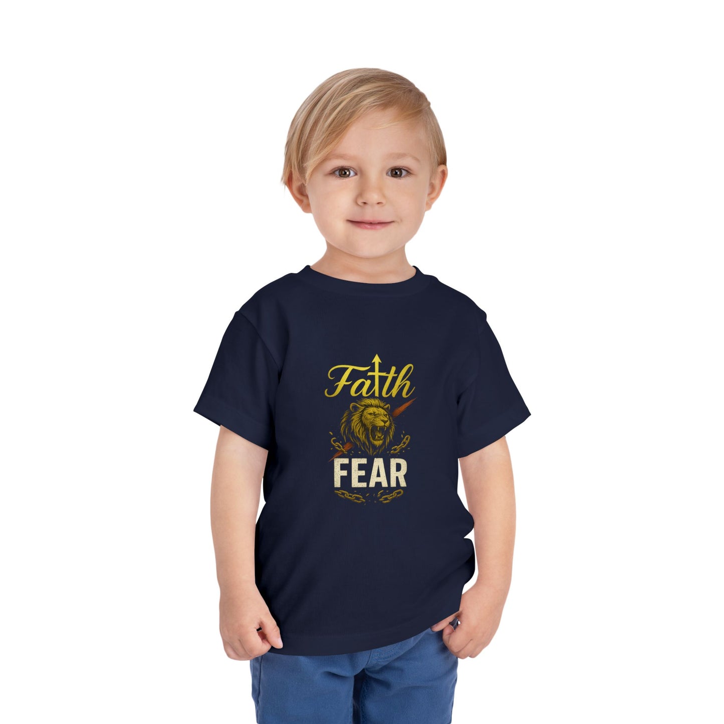 Lion Toddler Tee - 'Faith Over Fear' - Cute Inspirational Shirt