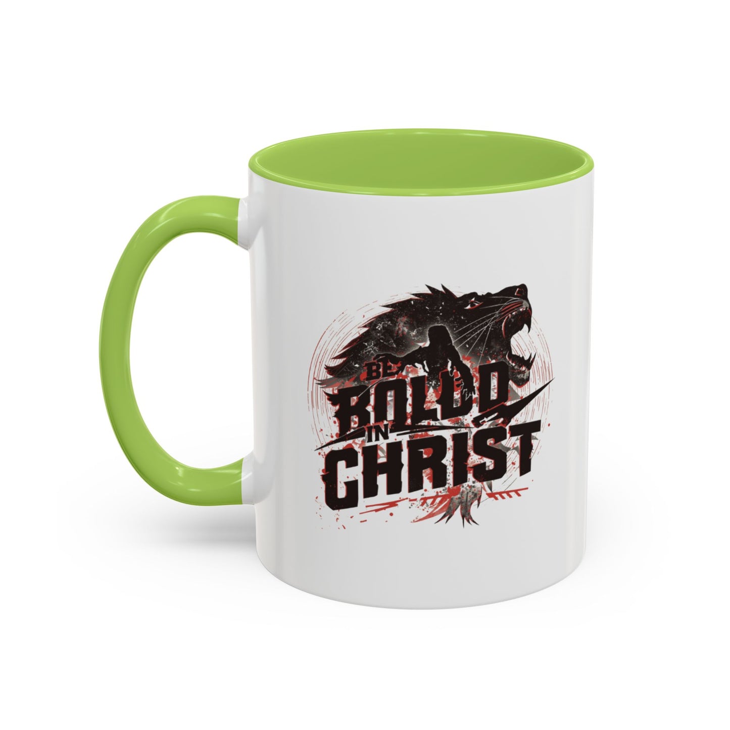 Be Bold In Christ mug | Christian wolf graphic, black accented coffee mug
