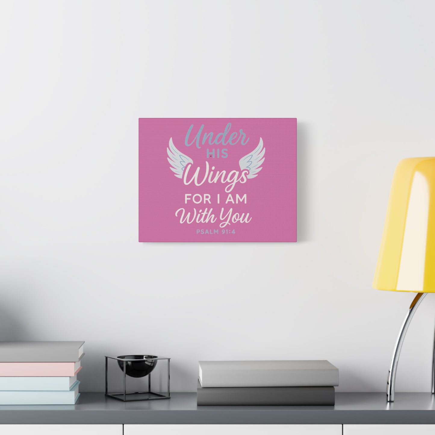 Inspirational Canvas Print, Home Decor, Christian Art, Gift for Faith, Under His Wings, Psalm 91:4