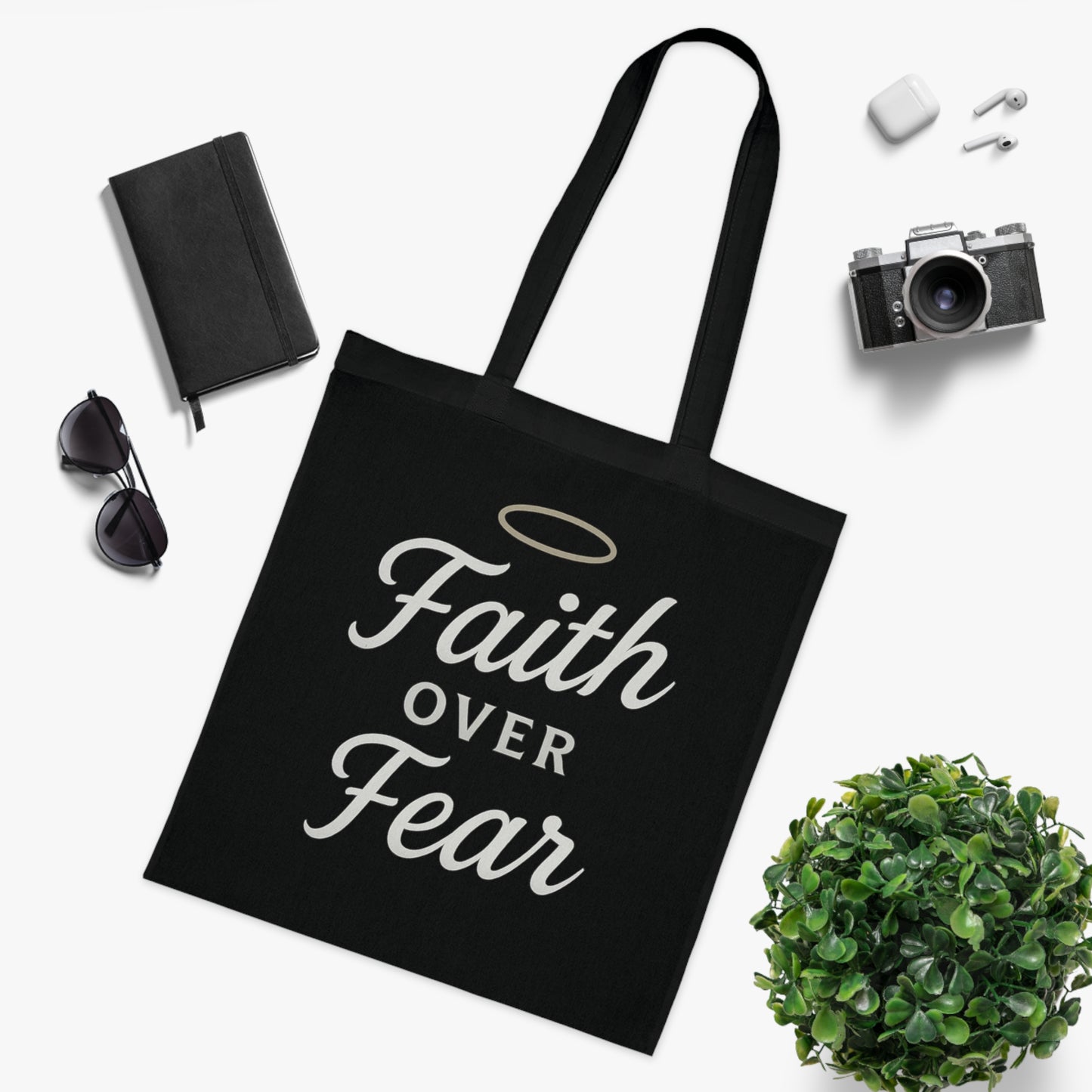 Faith Over Fear Cotton Tote Bag | Inspirational Eco-Friendly Carryall