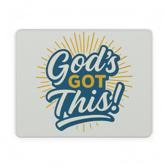 Inspirational PU Leather Mouse Mat - God’s Got This! Desk Accessory, Work From Home, Motivation Gift, Office Decor, Faith-Based