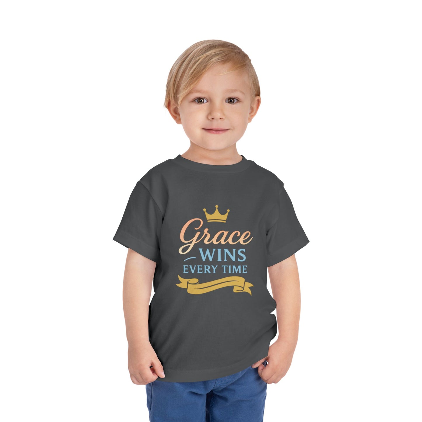 Toddler Short Sleeve Tee - "Grace Wins Every Time" Inspirational Kids T-Shirt, Perfect for Birthdays, Playdates, Baby Showers, Gifts, [...]
