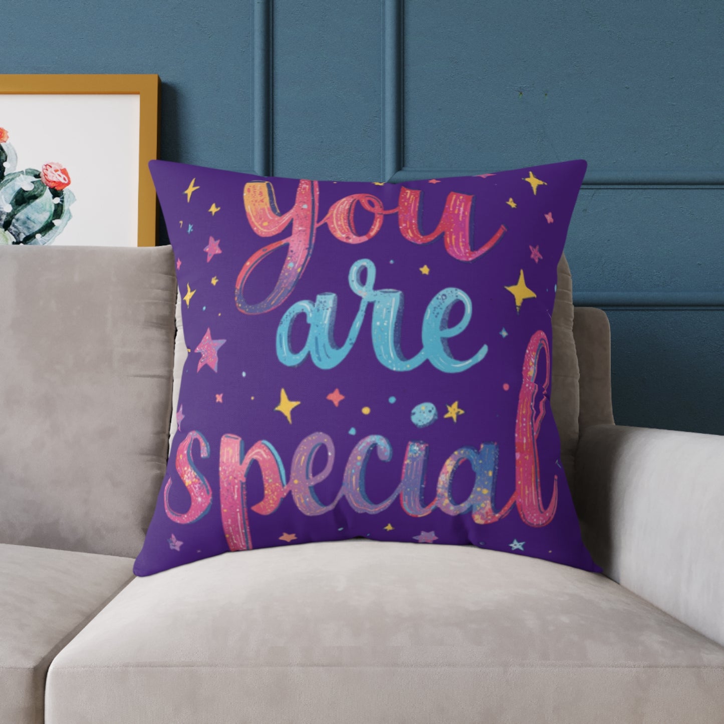 You Are Special pillow | Square Poly Canvas Pillow, inspirational typography