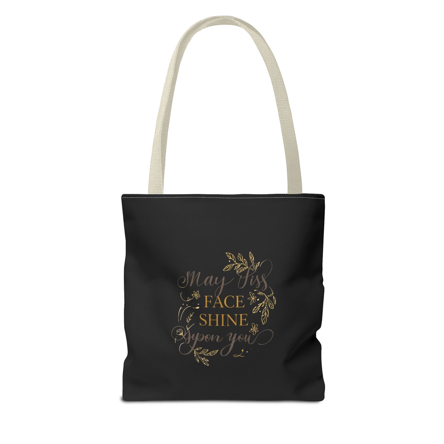 Gold Botanical Lettering Tote Bag | Structured Polyester Market Bag