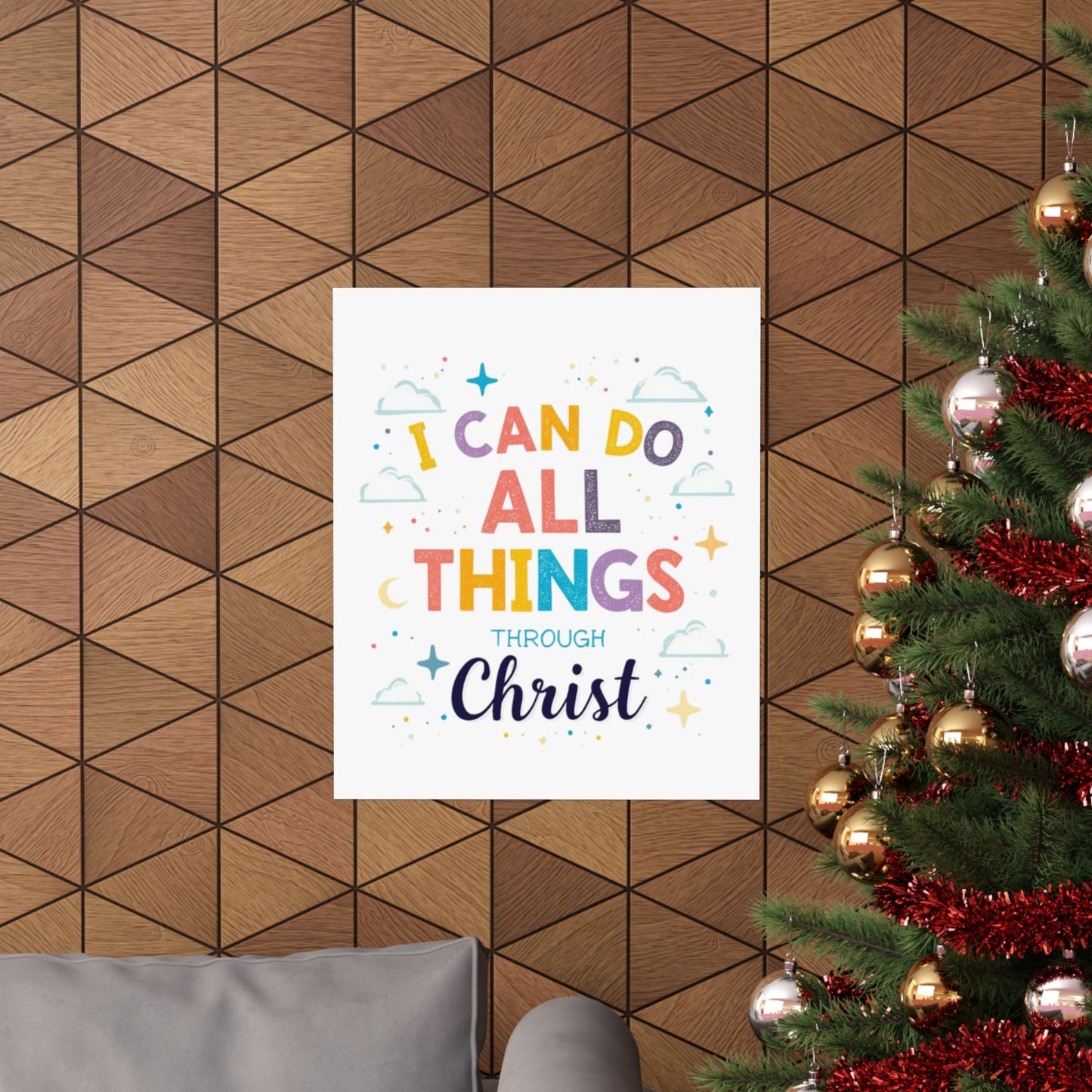 I Can Do All Things Through Christ Poster | Matte Vertical Inspirational Christian Wall Art