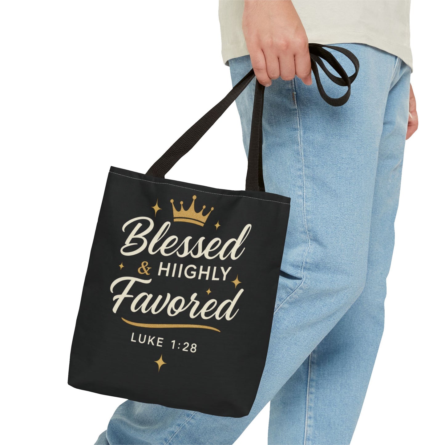 Blessed & Highly Favored Tote Bag | Inspirational Gift | Church Events | Christian Tote | Motivational Bag | Faith-Based Accessory
