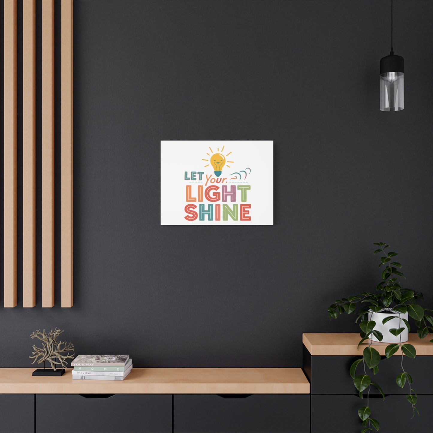 Let Your Light Shine Canvas Print | Smiling Lightbulb Wall Art