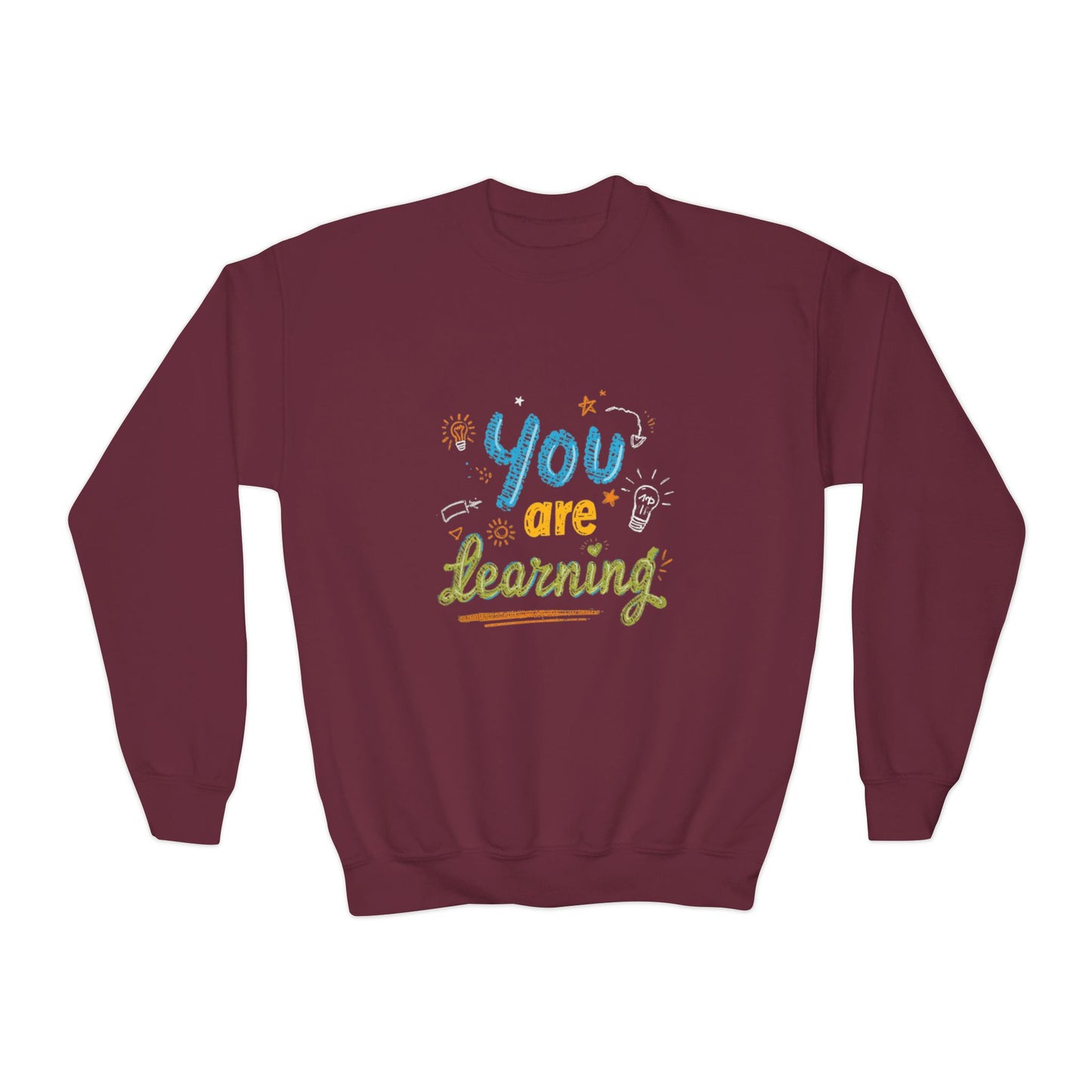 You Are Learning hand-lettered kids sweatshirt | Youth Crewneck Sweatshirt