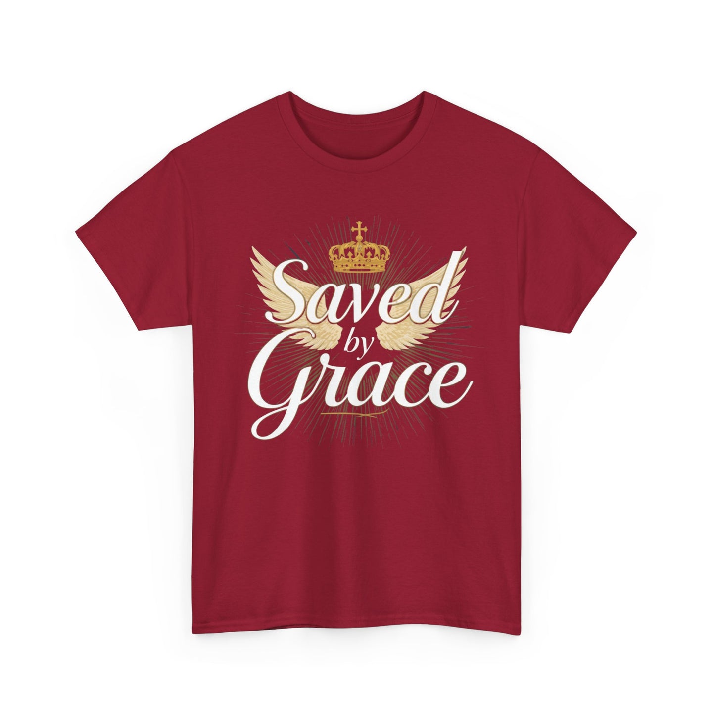 Saved by Grace tee | Christian crown and wings faith shirt