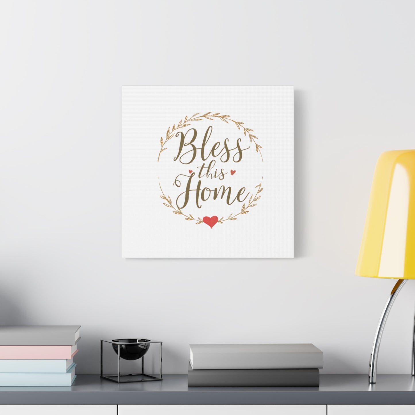 Bless This Home laurel wreath wall art Canvas | Matte Stretched 1.25"