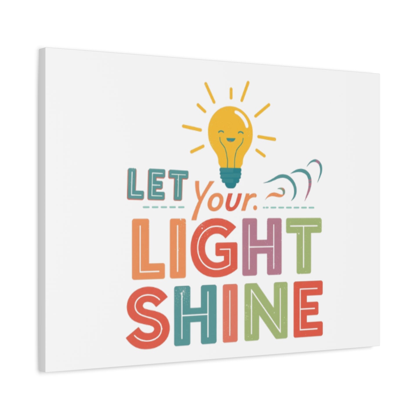 Let Your Light Shine Canvas Print | Smiling Lightbulb Wall Art