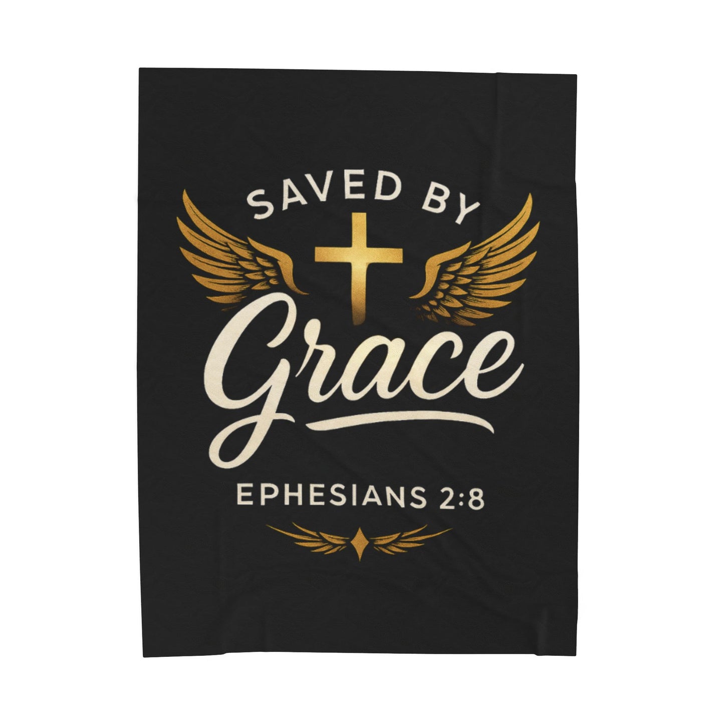 Saved by Grace Velveteen Plush Blanket, Cozy Blanket for Home, Christian Gift, Inspirational Decor, Bible Verse Blanket, Faith and Comfort