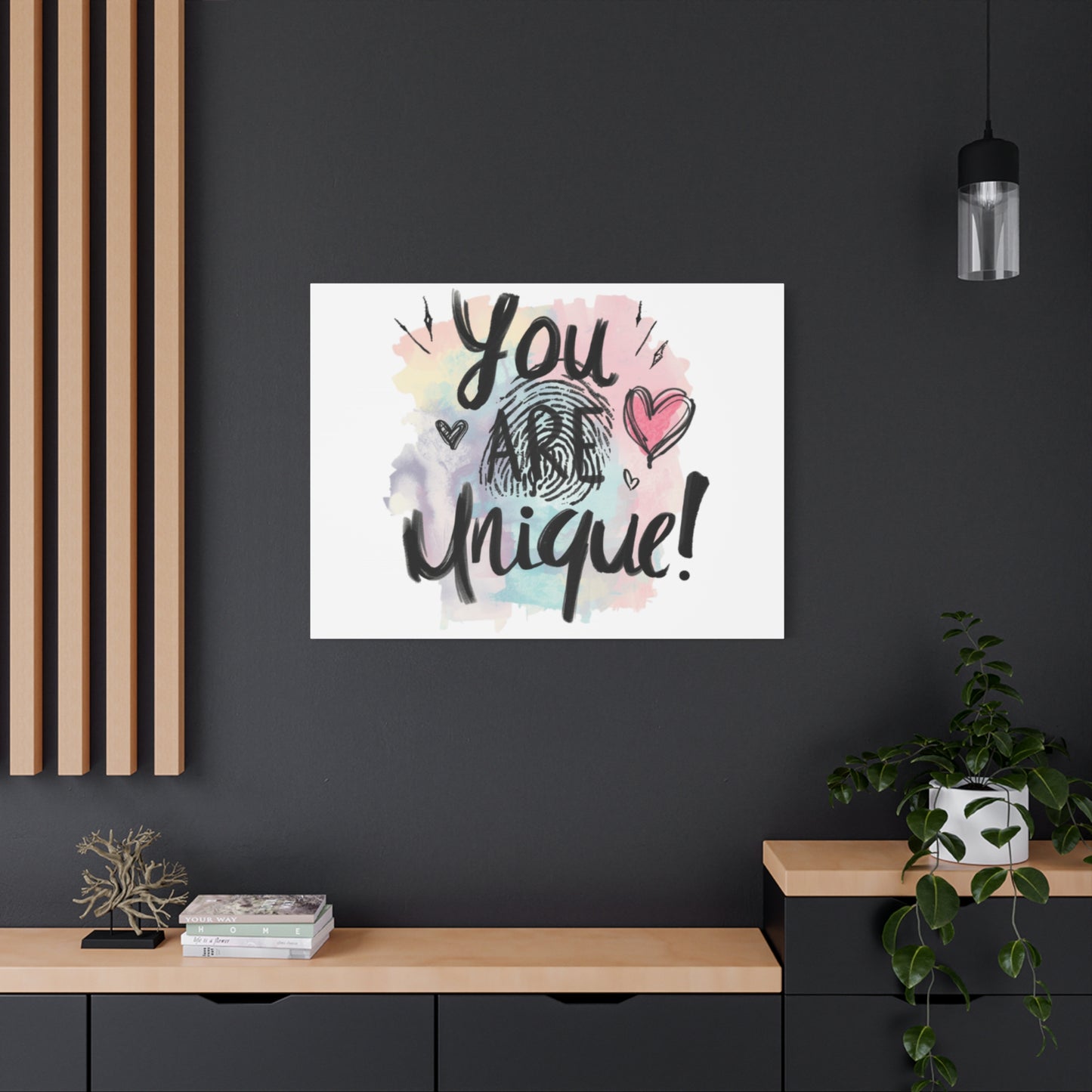 You Are Unique fingerprint heart canvas