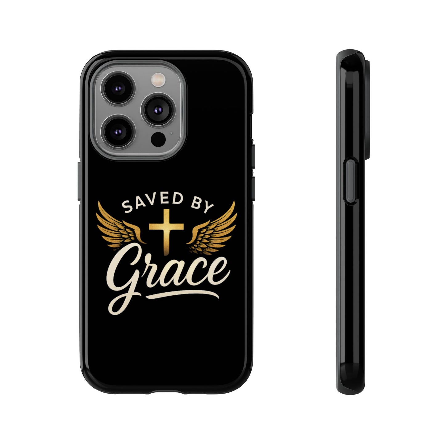 Christian Phone Case - Saved by Grace Design, Unique Gift for Believers, Inspirational Accessory, Stylish Christian Decor