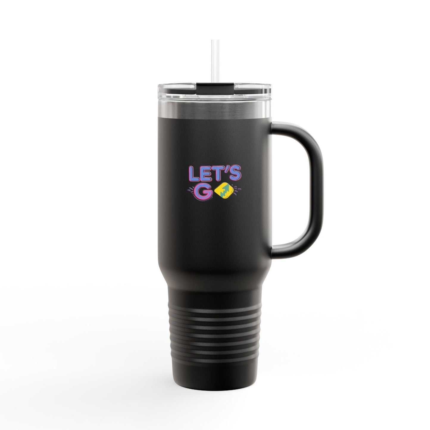 Colorful UV-DTF Artwork 40oz Insulated Travel Mug | Stainless Steel, Leak-Resistant