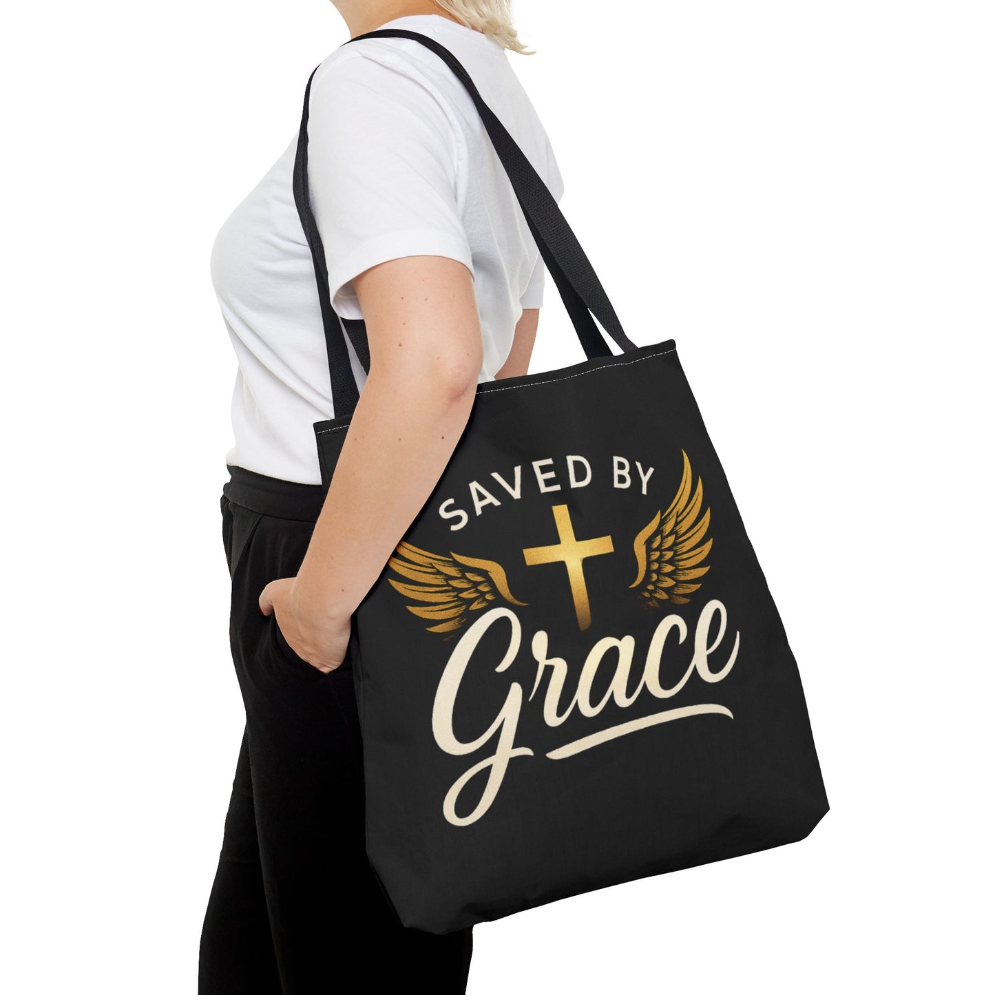 Saved by Grace Tote Bag | Inspirational Christian Gift for Faith, Spiritual Journey, Church Events, Everyday Use, Stylish Carryall