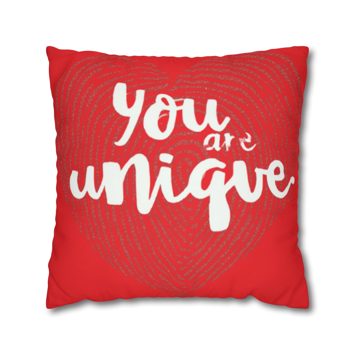 Hand-Lettered Message Red Pillowcase Square Poly Canvas Pillowcase | Bold Script Accent
