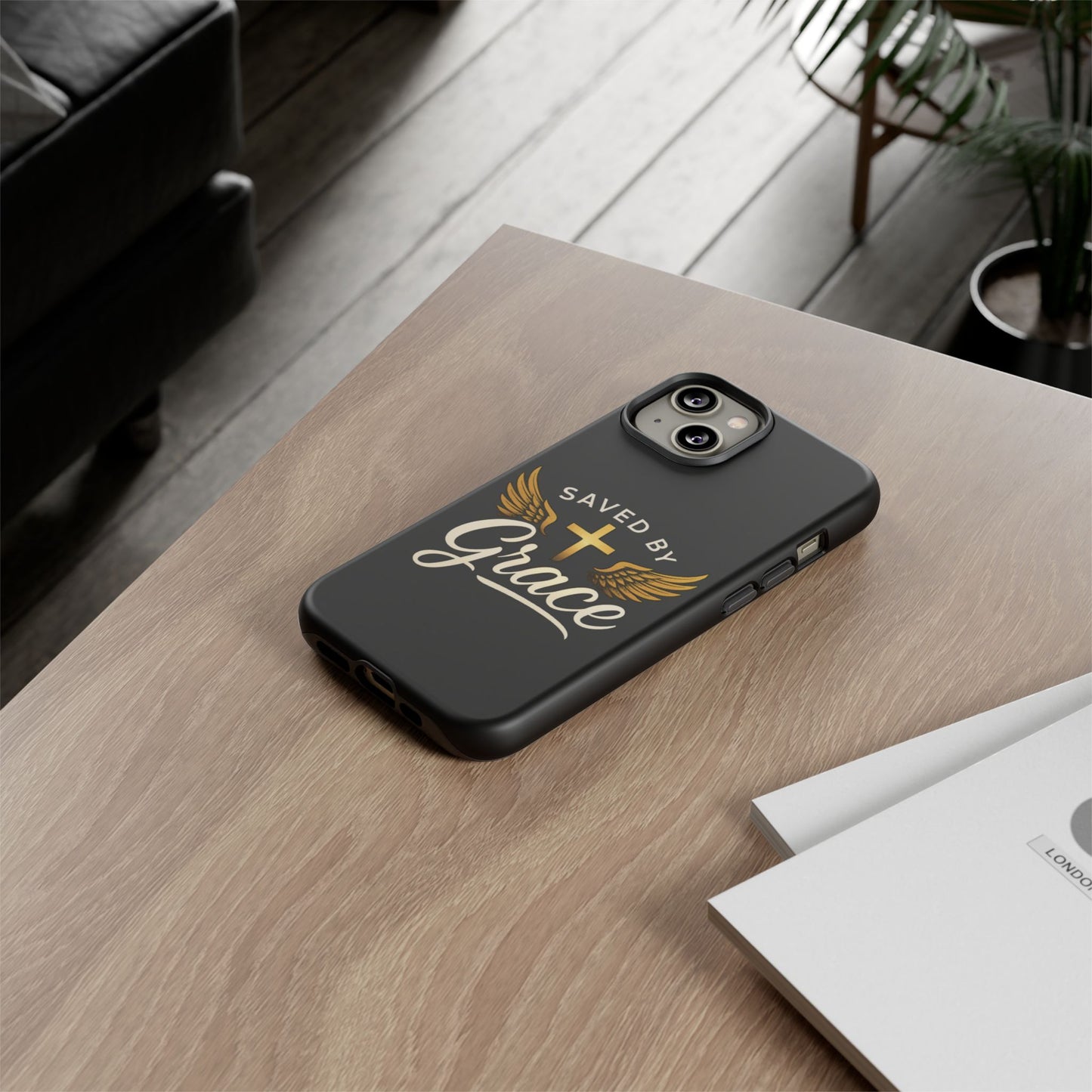 Christian Phone Case - Saved by Grace Design, Unique Gift for Believers, Inspirational Accessory, Stylish Christian Decor