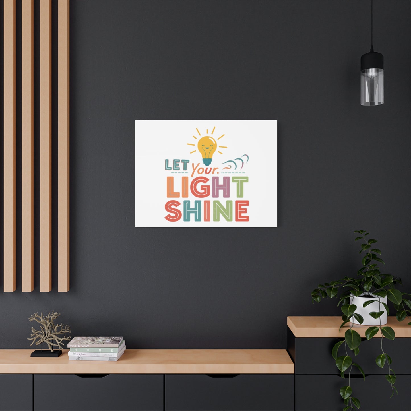 Let Your Light Shine Canvas Print | Smiling Lightbulb Wall Art