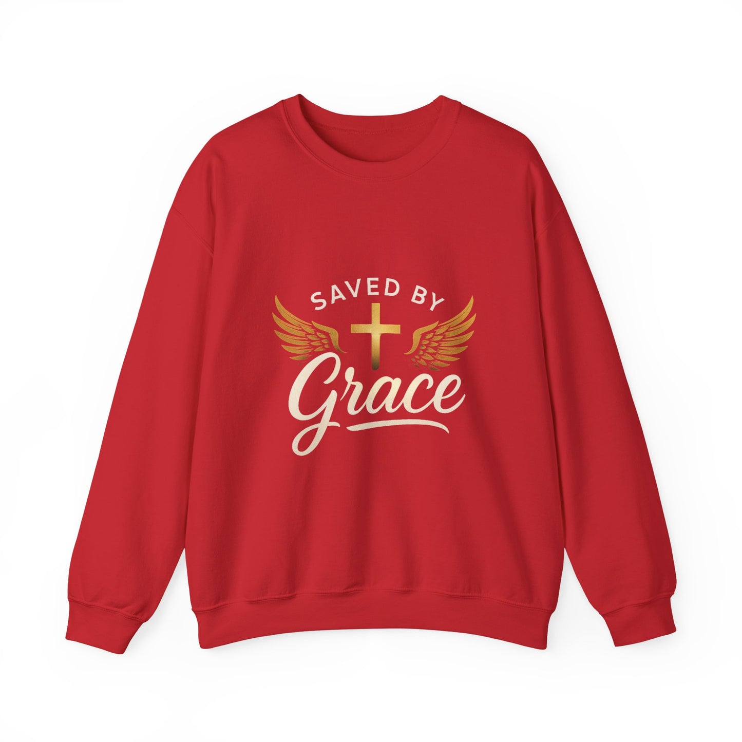 Faith-Inspired Unisex Crewneck Sweatshirt, Saved by Grace, Christian Apparel, Religious Gift, Inspirational Clothing, Cozy and Comfortable