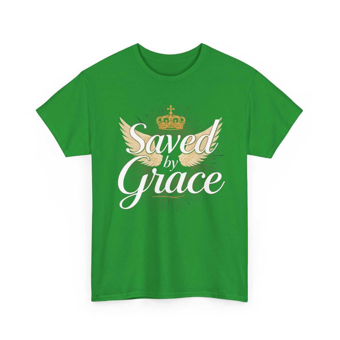 Saved by Grace tee | Christian crown and wings faith shirt