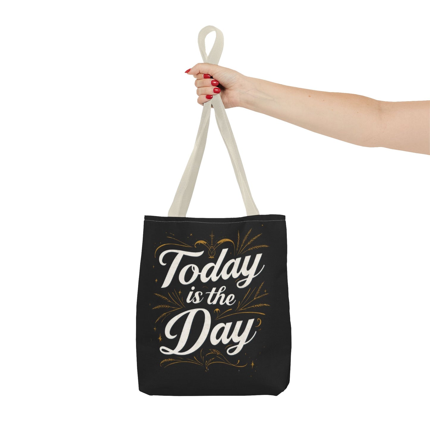 Today Is the Day tote bag | Hand-lettered script, charcoal motivational design