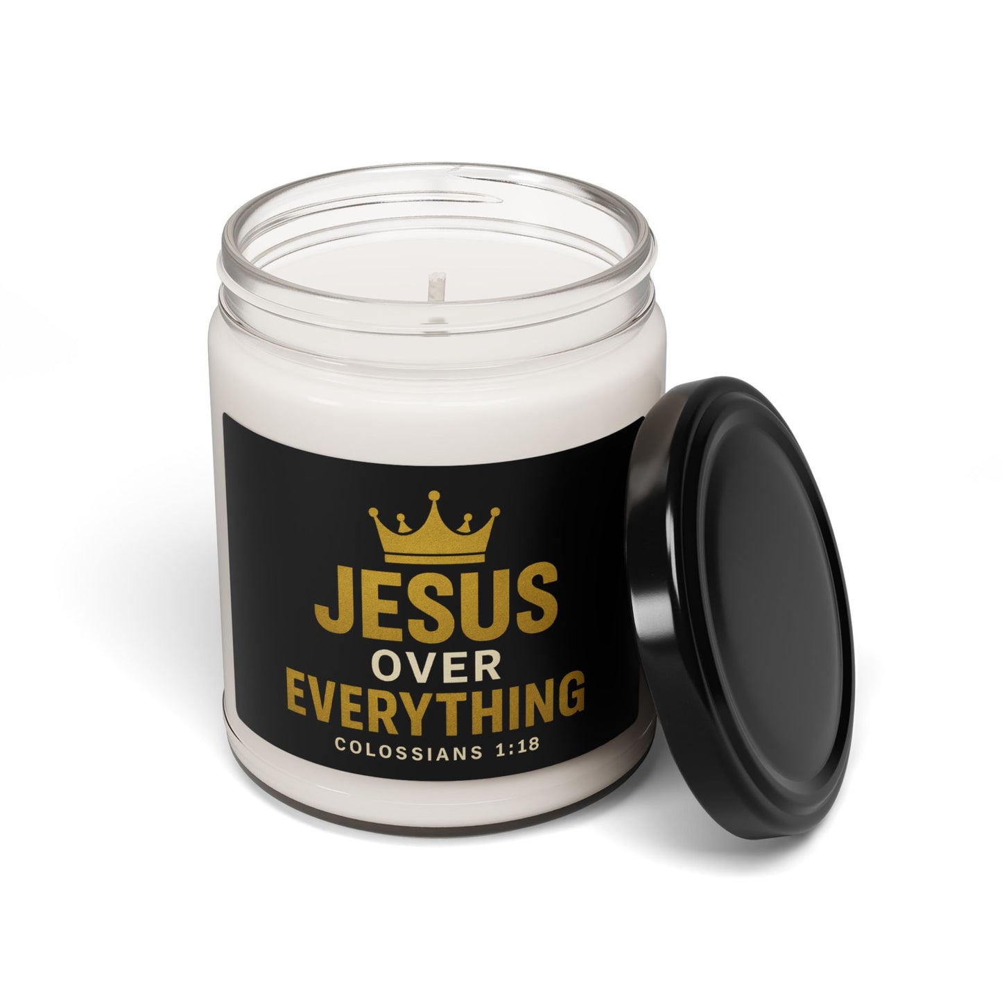 Soy Candle: Jesus Over Everything Cinnamon Vanilla Scent, 9oz