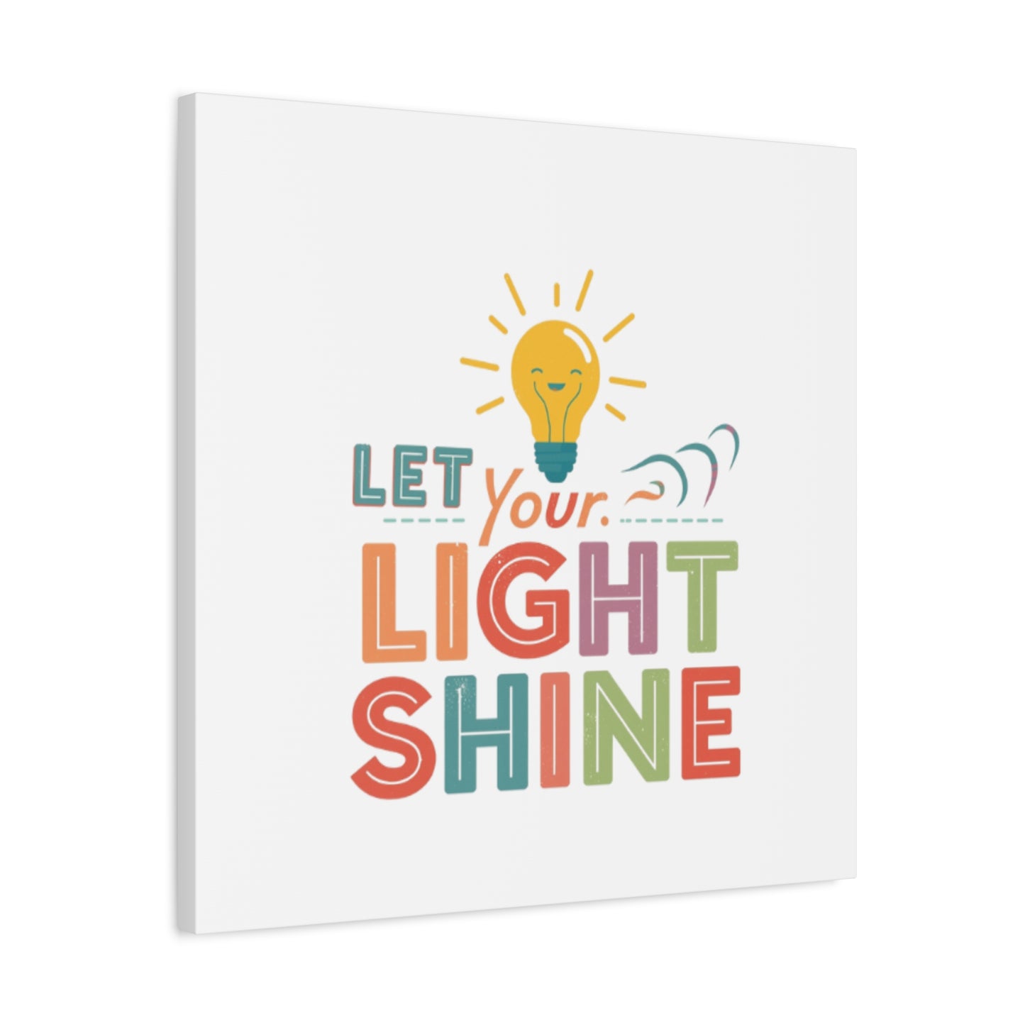 Let Your Light Shine Canvas Print | Smiling Lightbulb Wall Art