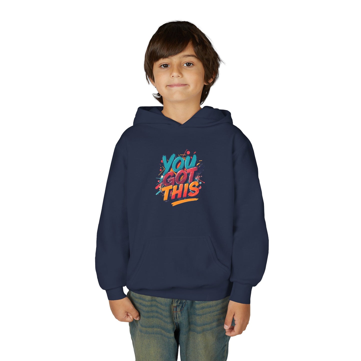 You Got This graphic Youth Hoodie | Motivational Typography, Colorful Retro