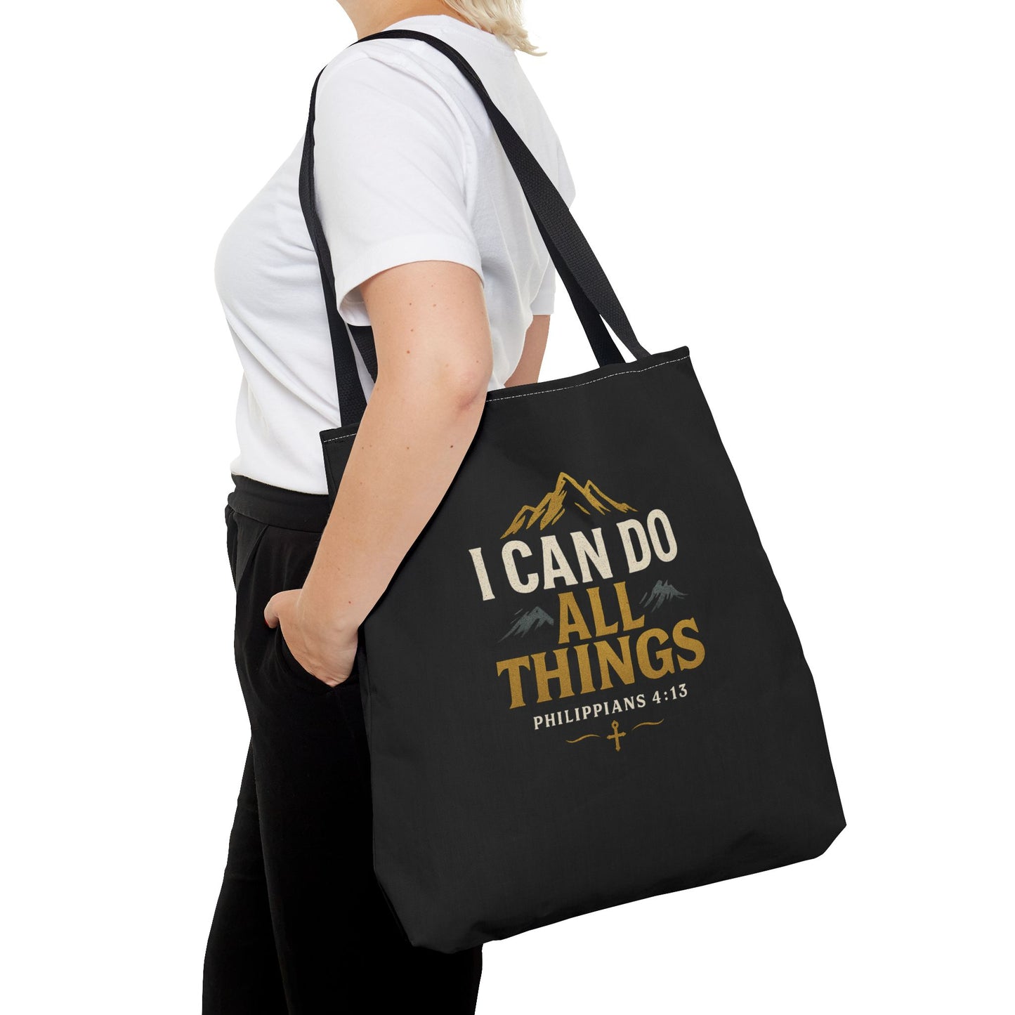 Inspirational Tote Bag with Philippians 4:13 - Motivational Gift for Encouragement, Faith, Bible Quotes, Everyday Use, Church
