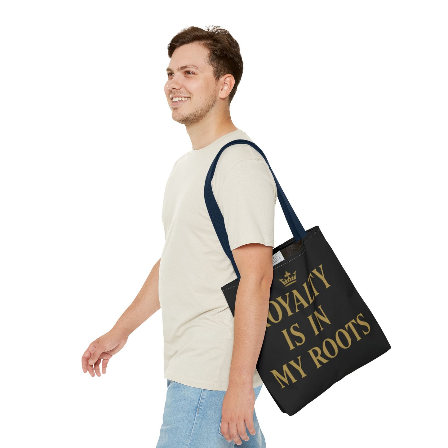Royalty Is in My Roots Tote Bag - Stylish Eco-Friendly Carryall, Perfect Gift for Her, Black Gold Design, Daily Use, Travel Bag