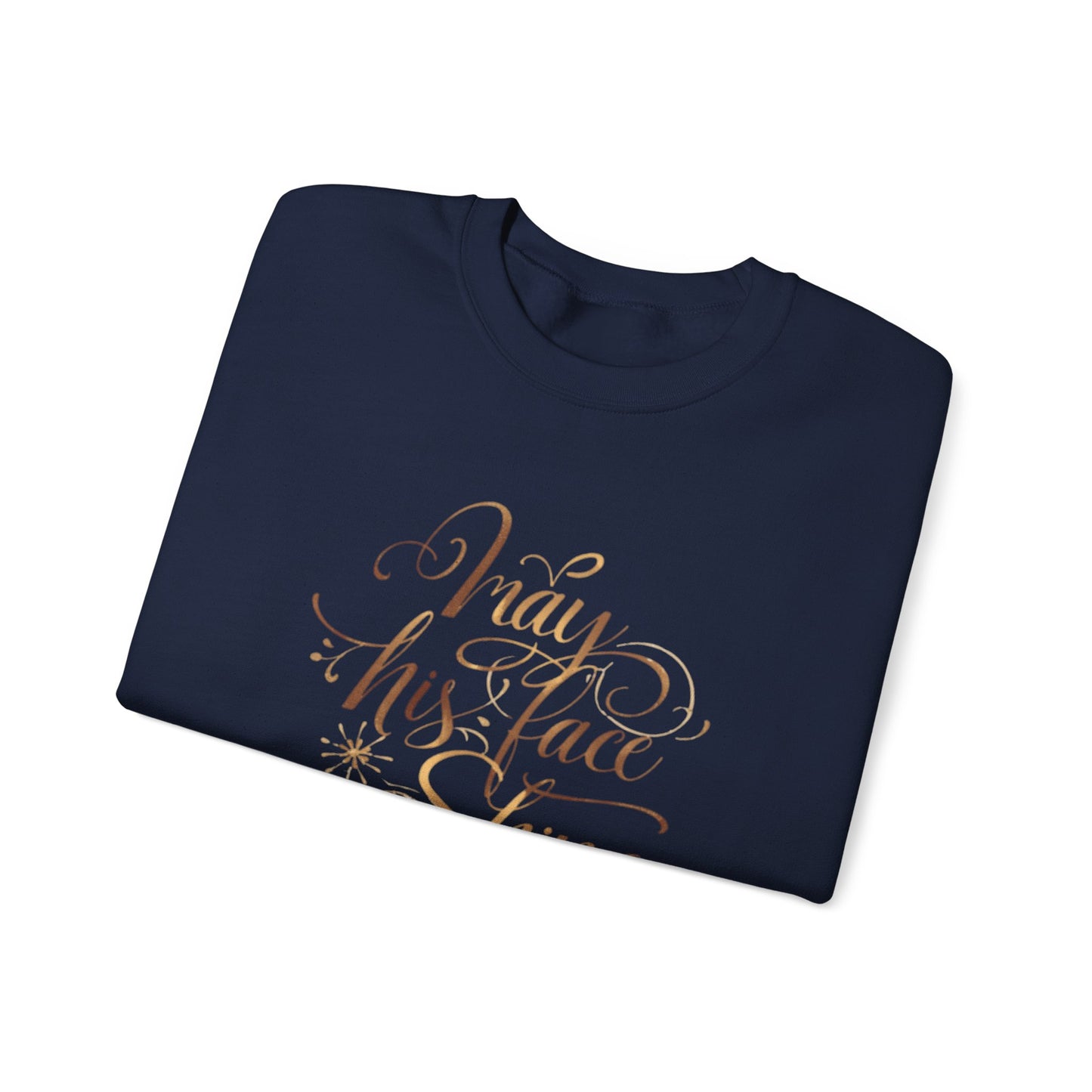 May His Face Shine Upon You Crewneck Sweatshirt | Faith Blessing Script