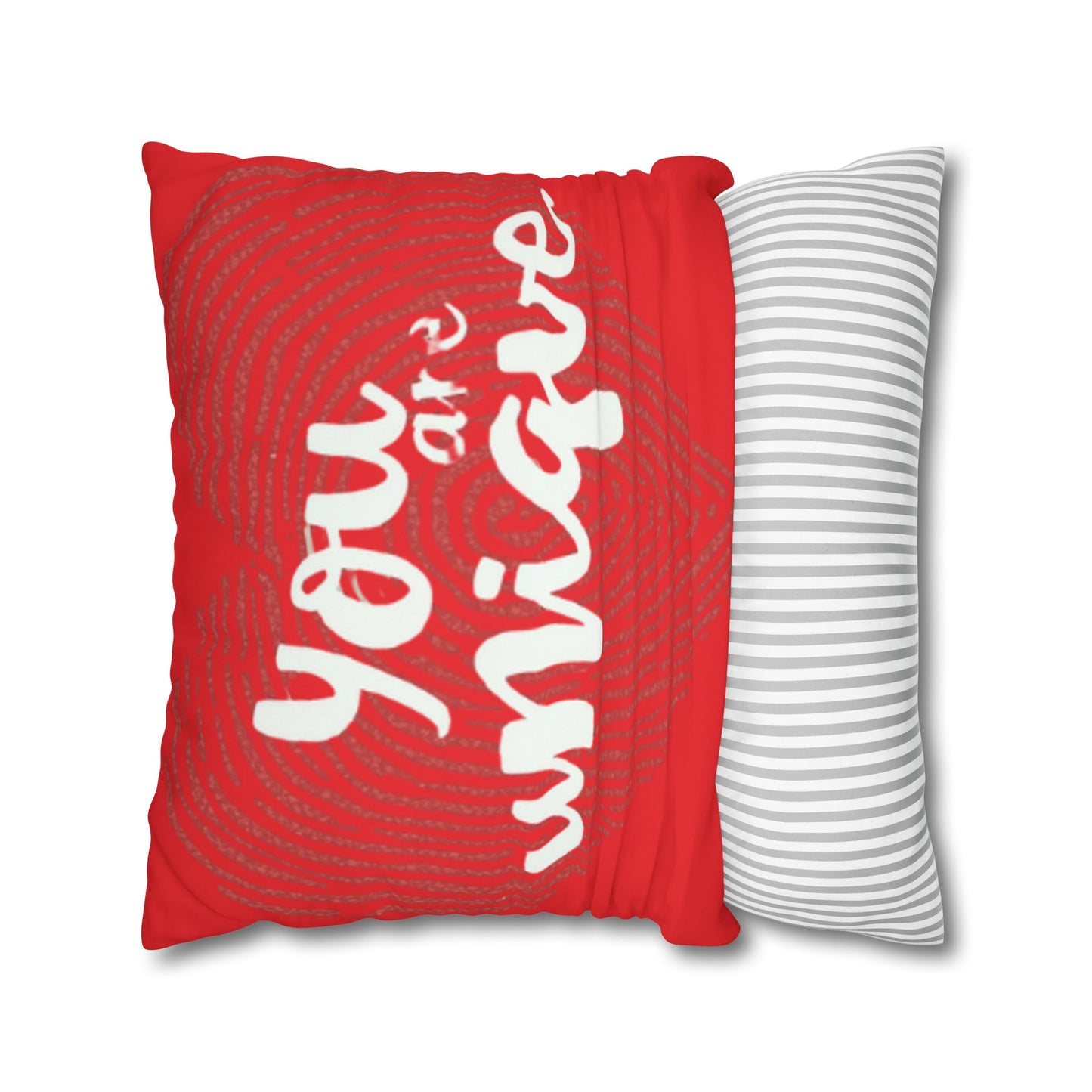 Hand-Lettered Message Red Pillowcase Square Poly Canvas Pillowcase | Bold Script Accent