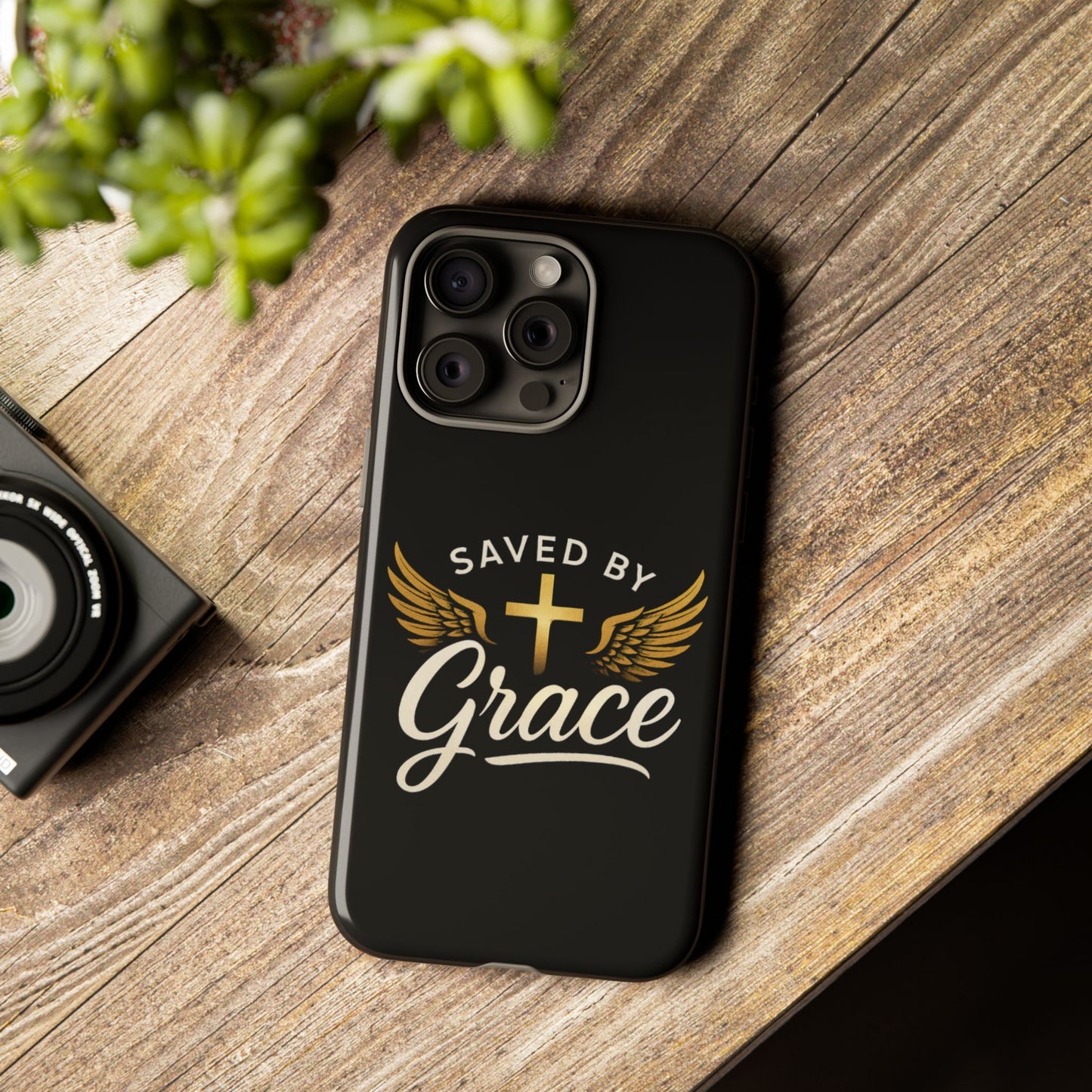 Christian Phone Case - Saved by Grace Design, Unique Gift for Believers, Inspirational Accessory, Stylish Christian Decor