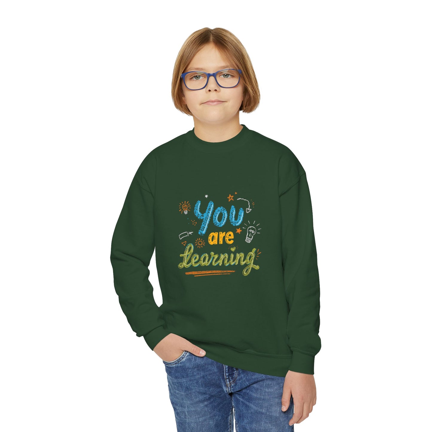 You Are Learning hand-lettered kids sweatshirt | Youth Crewneck Sweatshirt