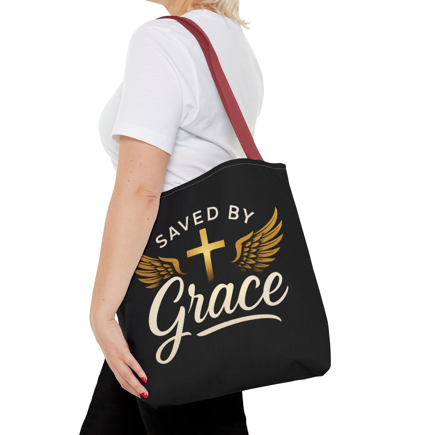 Saved by Grace Tote Bag | Inspirational Christian Gift for Faith, Spiritual Journey, Church Events, Everyday Use, Stylish Carryall
