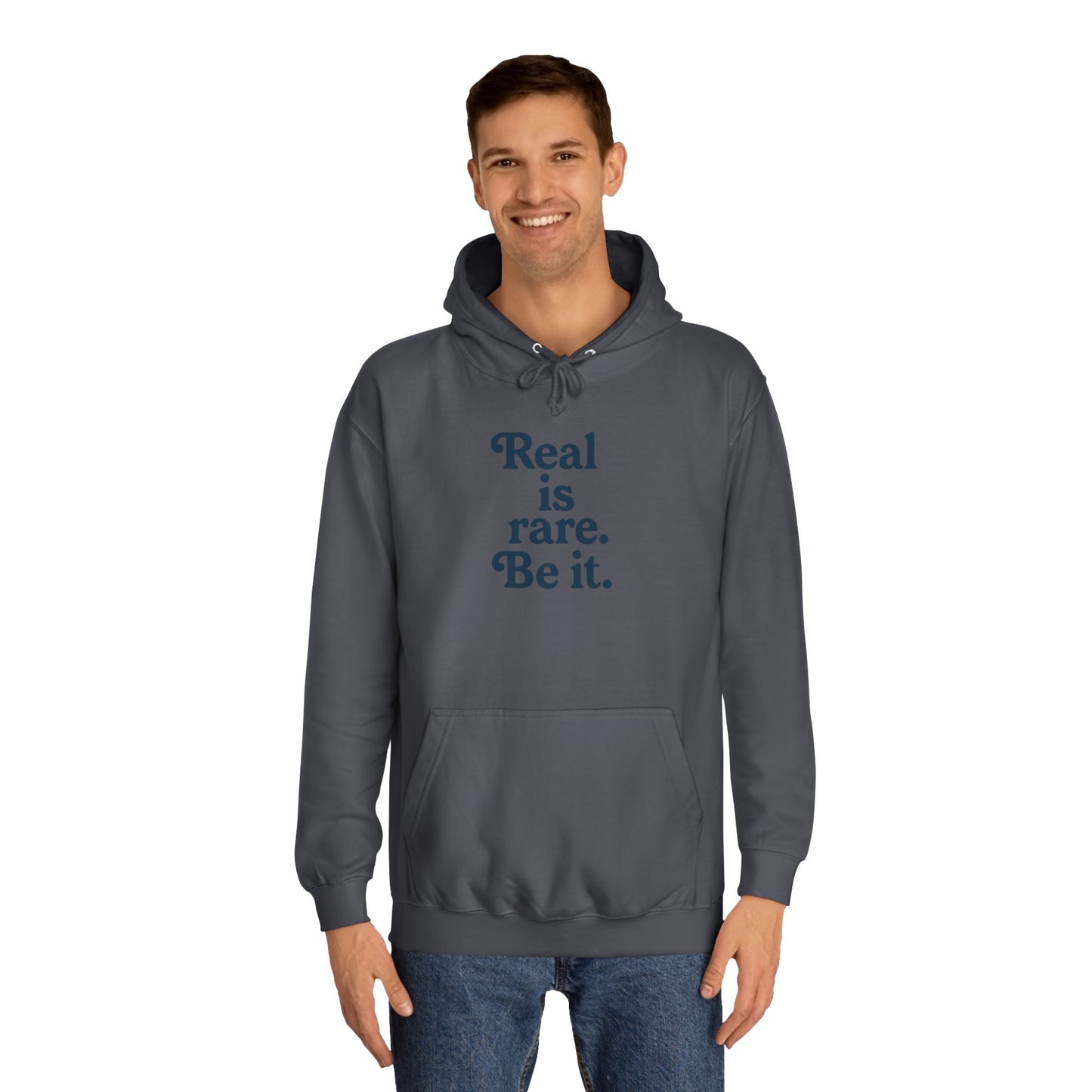 Real is Rare Unisex College Hoodie | Motivational Casual Wear, Gift for Students, Trendy Comfort