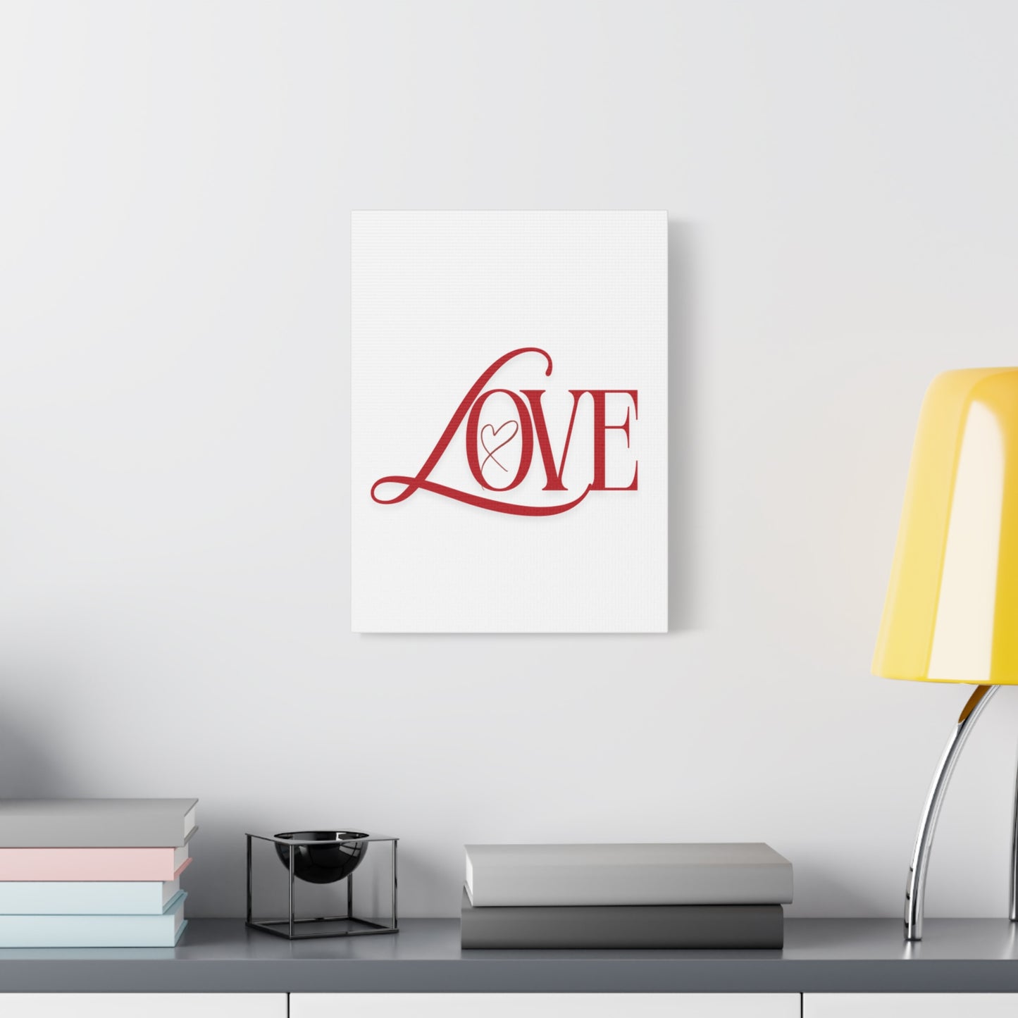 Red Script LOVE with Heart Canvas