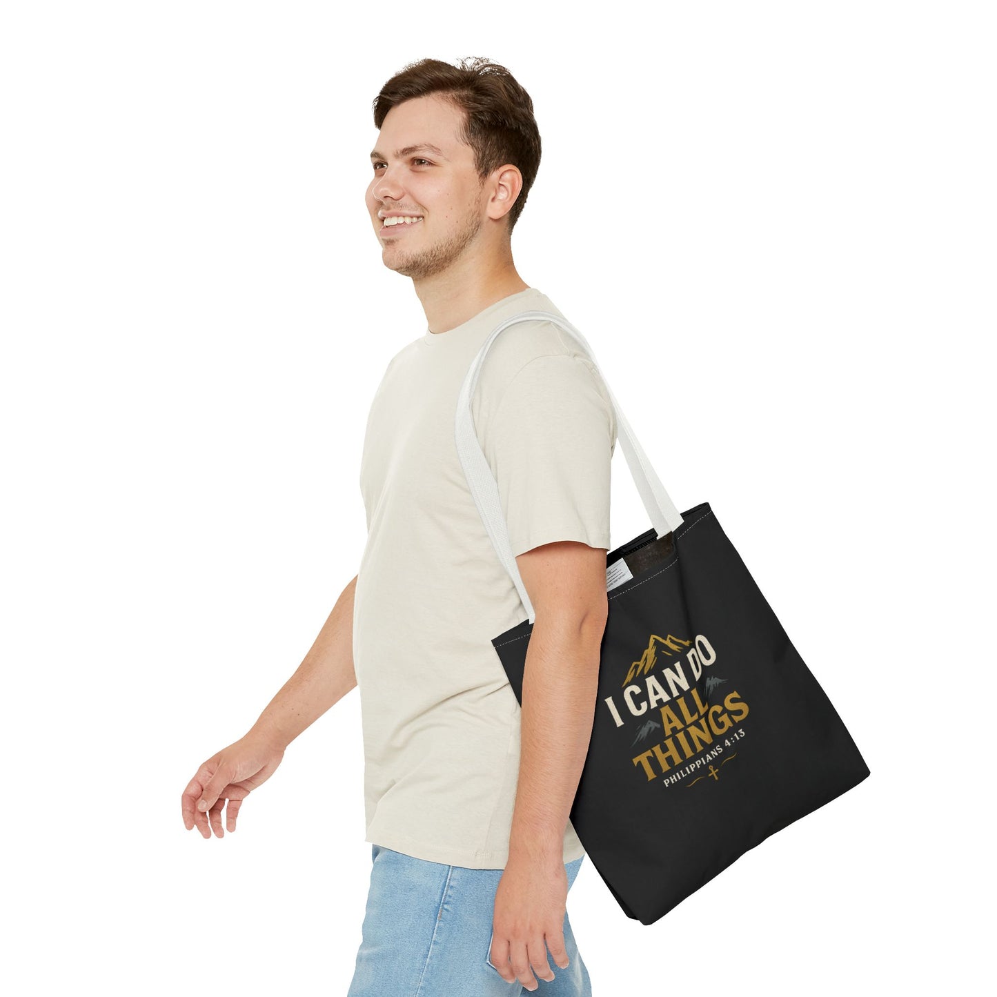 Inspirational Tote Bag with Philippians 4:13 - Motivational Gift for Encouragement, Faith, Bible Quotes, Everyday Use, Church